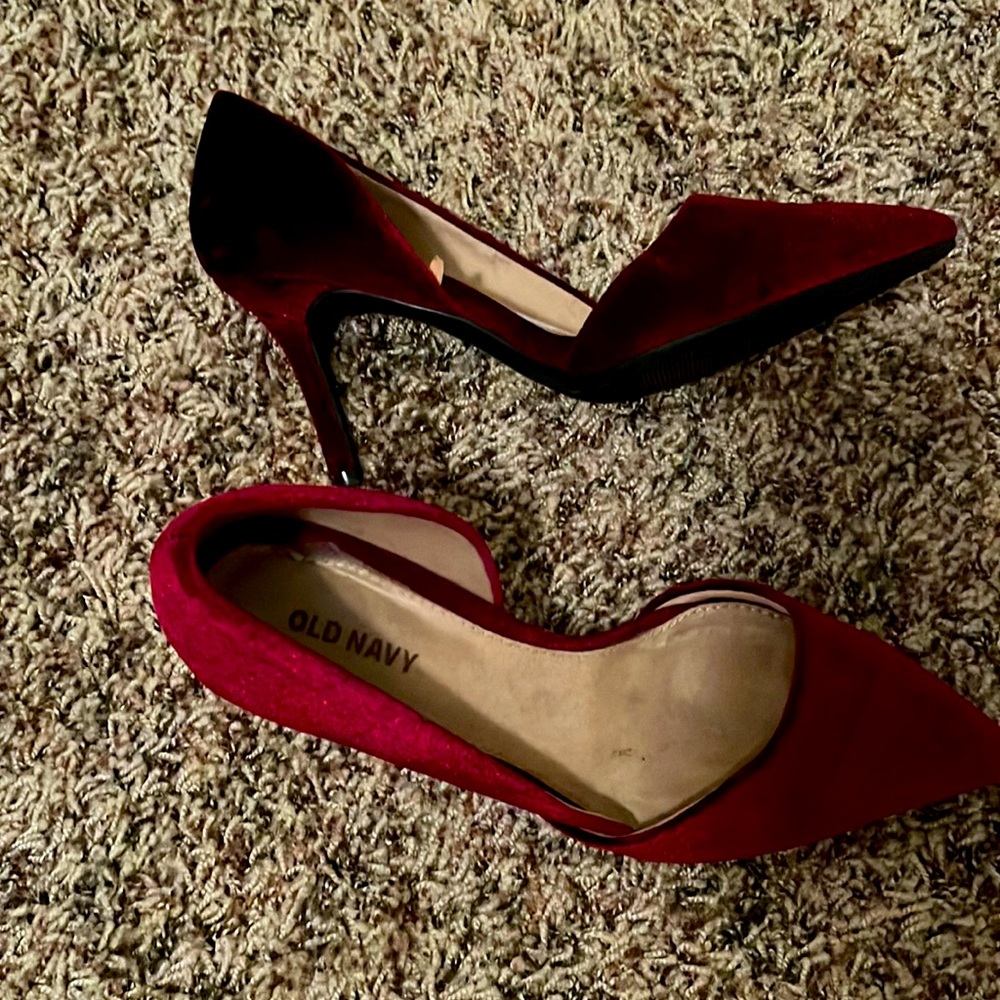 Velour holiday heels. Worn once. Very comfortable heel height